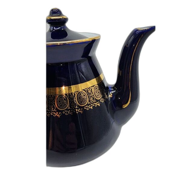 Vintage Hall Royal Blue & Gold Collectible Teapot 063X 6 Cup - Picture 8 of 9